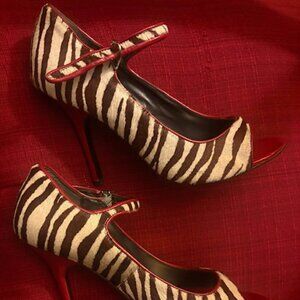 Zebra (real)skin high heels Size 10
